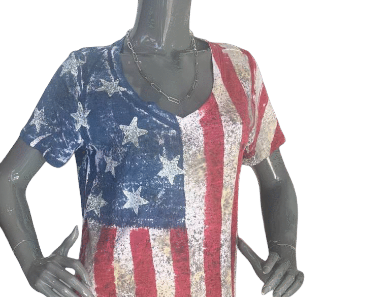 Vintage American Flag Tee - Free size